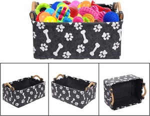 <span class=keywords><strong>Panier</strong></span> de rangement pour jouets pour chiens en feutre avec poignées en <span class=keywords><strong>bois</strong></span> - Product Image 4