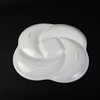 Assiette divisée en mélamine blanche noire de vente chaude assiettes de cafétéria en mélamine assiettes à dîner alimentaires avec compartiments