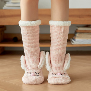 Prodotti all'ingrosso calze da letto a spessore <span class=keywords><strong>Lagom</strong></span> rosa graziose da ragazza in maglia con impugnatura intima calze di lana a metà polpaccio - Product Image 3