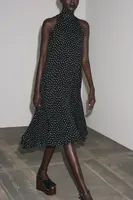 Robe élégante sans manches à pois pour femme, coupe ample, taille haute, saison automne, livraison rapide