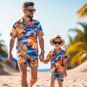 Conjunto de <span class=keywords><strong>Ropa</strong></span> de <span class=keywords><strong>Playa</strong></span> Hawaiana de Verano de Alta Calidad <span class=keywords><strong>para</strong></span> <span class=keywords><strong>Hombre</strong></span>, 2 Piezas, <span class=keywords><strong>Ropa</strong></span> de <span class=keywords><strong>Playa</strong></span> <span class=keywords><strong>para</strong></span> Niños, Conjunto de Camisa y Pantalones Cortos Hawaianos <span class=keywords><strong>para</strong></span> Niños - Product Image 3