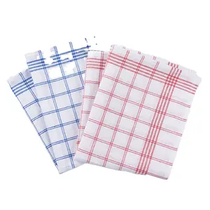 Kitchen tea towel yarn-dyed LOGO custom pattern size checkered small square cotton linen dish towel set gift hand towel