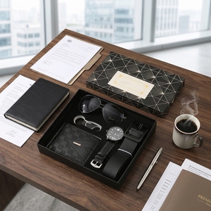 Coffret Cadeau d'Affaires de <span class=keywords><strong>Luxe</strong></span> en Cuir pour <span class=keywords><strong>Homme</strong></span> : Portefeuille, Ceinture, Montre à Quartz, Lunettes de Soleil – Idéal pour la Fête des Pères, Noël, Pâques, ou comme Cadeau de Bienvenue pour Petit Ami - Product Image 4