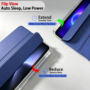 Étui de tablette personnalisé durable à bords souples, pliable en trois, avec dos transparent, fonction veille/réveil automatique et anti-traces de doigts pour <span class=keywords><strong>iPad</strong></span> Air <span class=keywords><strong>5</strong></span> - Product Image 5