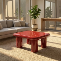 Table basse en bois brillant, forme carrée, base en bois durable, idéale pour le salon – Vente directe usine, best-seller