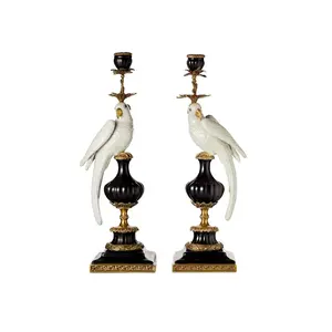 Haupt dekorationen Vintage American Party Decor Kerzenhalter New Luxury Bird Ceramic Candle Stick Holder Set mit Metall