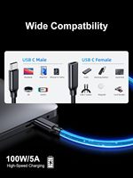 Câble d'extension USB C 1FT USB 3.2 10Gbps mâle à femelle Type C 3.1 5A PD100W câble de charge rapide vidéo 4K pour Switch MacBook Pro