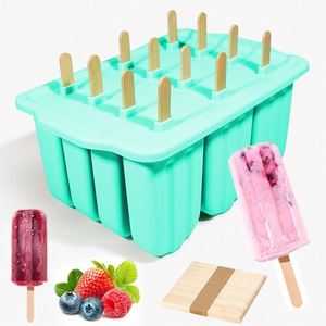 Food Grade BPA-Free 12-Cavity <b>Silicone</b> Ice Cream Molds Easy-to-Use Ice Cream Maker Tray Box Packaging Homemade Ice Pop <b>Tools</b> - Product Image 5