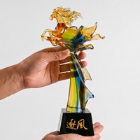 Trophée en forme de cheval poli en verre et cristal écologique Jadevertu 2026 Horse Racing Zodiac Award
