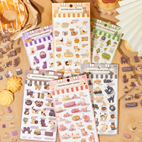 2 feuilles par paquet d'autocollants en PET, série Chat Cookie, autocollants créatifs imperméables pour projets de bricolage et bullet journal pour enfants