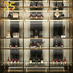 Lusso moderno Wine Bar Cabinet con luci in acciaio inox oro Display di stoccaggio per la stanza della cantina, <span class=keywords><strong>Idea</strong></span> di mobili Bar casa - Product Image 2