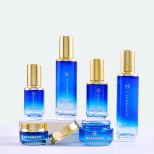 Flacon à pompe transparent en verre dépoli 25g 50g 40ml 60ml 100ml 120ml ensemble d'emballage de soin de la peau flacon pulvérisateur à pompe cosmétique pot de crème pour le visage