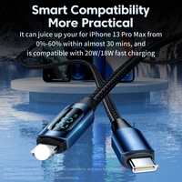 Câble de charge rapide Toocki Premium 20W PD avec affichage numérique, câble C-L, TPE haute densité, cordon de chargeur iPhone, câble de synchronisation de données pour iPhone