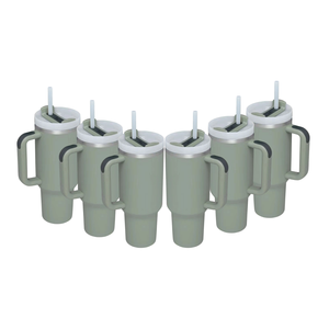 Vaso térmico de acero inoxidable de 40 oz con asa y pajita, taza de viaje aislada para uso en exteriores, oficina, coche y hogar. - Product Image 1