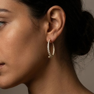 Pendientes Orbit Pave con Diamantes - Oro de 9k, 14k y 18k - Product Image 2