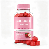 Gummies de vinaigre de cidre de pomme véganes personnalisées OEM ODM 1000mg avec vitamines B, sans OGM, sans gluten, complément alimentaire
