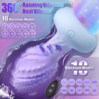 Masseur vibrant rotatif à 360 degrés pour le bien-être intime, 10 modes, télécommande sans fil, lumière LED 7 couleurs, silicone imperméable
