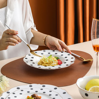 Service de table en grès à pois de luxe léger, cuisson à haute température, pour restaurant occidental, comprenant un plat à steak