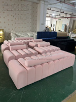 Canapé ottoman de réception de bureau en velours rose, banquette modulaire pour salle d'attente de mariage, hôtel, hall
