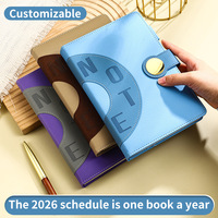 Agenda diaria de piel sintética con cierre magnético, cuaderno anual con relieve para tomar notas diarias en la oficina