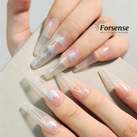 Oem/odm Faux ongles longs cercueil personnalisés fabricants de pointes d'ongles nues naturelles transparentes breloques papillon paillettes à poser sur les ongles
