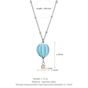 Collar de Joyería con Colgante de Globo Aerostático Esmaltado, de Acero Inoxidable 316, Resistente al Agua y al Deslustre, Estilo Bohemio, para Mujer - Product Image 6