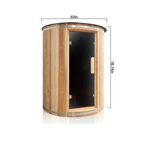 Custom Size Japanese Cedar Solid Wood Modern Finnish Sauna Room Outdoor Cylinder Sauna Cabin Solar Powered <b>Eco</b>-Friendly - Product Image 4