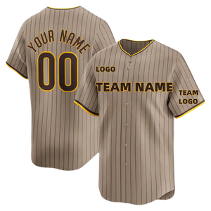 वैयक्तिकरण सैन डायगो हमें खेल टीम अनुकूलित सफेद भूरे रंग की पट्टियों की शैली कस्टम सिकी बेसबॉल जर्सी - Product Image 4