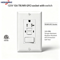 후안케 20A/125V GFCI 콤비네이션 스위치가 있는 콘센트, 변조 방지 자가 테스트 기능이 있는 단극 스위치 ETL 인증 콘센트