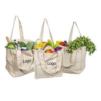 Sac fourre-tout en coton biologique recyclable, sac de shopping réutilisable en toile de coton avec impression de logo personnalisé et longue poignée