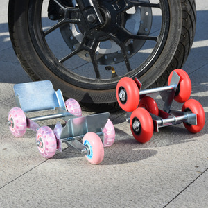 Roues auxiliaires pour véhicules électriques, cadre métallique rouge rose, pour support de pneu de moto dégonflé, rouleaux de transfert - Product Image 1