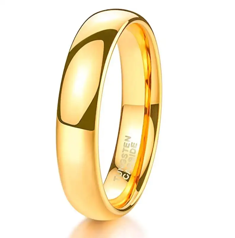 4mm 6mm 18k Gold Women Men Plain Dome Polished Wedding Band Comfort Fit Size 4-17 Tungsten Couple Rings