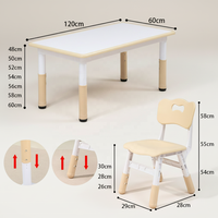 Muebles Escolares para Guardería Infantil, Juego de Mesa y Silla de Estudio Ergonómicos para Niños con Altura Ajustable y Tablero Pintable