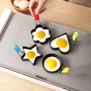Ensemble de moules à œufs en acier inoxydable, 4 pièces, forme ronde, fleur, cœur, étoile, outil de cuisson pour petit-déjeuner DIY - Product Image 1