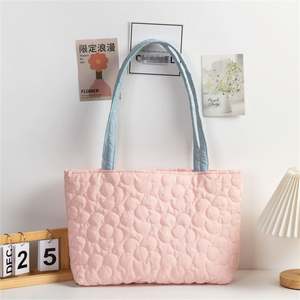 Bolso Tote de Otoño Invierno para Mujer con Gran Capacidad, Bolso de Hombro Individual Acolchado con Flores, Bolso de Compras Portátil en Color Caramelo de Yute - Product Image 6