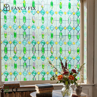 3D Buntglas-Fensterfolie PVC Dekorative Vinylfolie Nicht-Klebend Statisch Haftend UV-Blockierend für Wohnzimmer & Küche