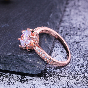 Anello da donna con sei punte in finto diamante, con pietre incastonate, per matrimonio, uso quotidiano, banchetti, gioiello regalo - Product Image 5