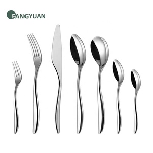 Fangyuan khách sạn sang trọng đường cong xử lý muỗng 18/10 thép không gỉ tay giả mạo sắt thiết lập dao kéo Flatware gương bán buôn - Product Image 1