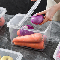 Boîtes de rangement pour réfrigérateur en plastique PET sans BPA, transparentes, empilables, avec demi-couvercle hermétique, écologiques, pour fruits et légumes