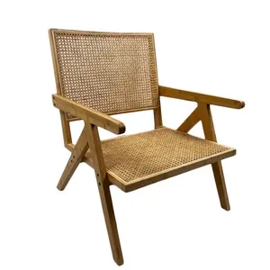 Popular Handmade Fauteuil Poltronas Sessel Cane Arm Chair Natural Rattan Wicker Dining Chairs Bamboo Chair