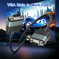 Cable VGA para Monitor de Computadora, 3 pies, Conector Estándar de 15 Pines, Carcasa de Aleación de Aluminio, Macho a Macho, Cable Plano, 1080p, Blindaje de PVC Trenzado