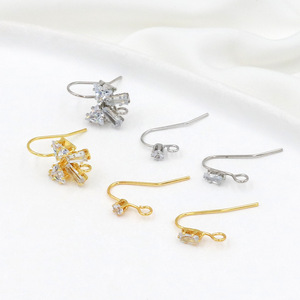 18K gold plated and inlaid with zircon ear <b>hooks</b>, copper <b>earring</b> <b>hooks</b>, exquisite ear <b>hook</b> semi-finished DIY accessories A24C - Product Image 4