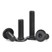1/4-20 5/16-18 Boulons de raccord de connecteur de meuble à tête ronde plate à six pans creux en acier noir pour vis Allen hexagonales de lit