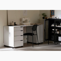 Table d'artisanat de couture de stockage spacieux Table de travail à domicile avec roulettes Bureau d'ordinateur Bureau à domicile polyvalent