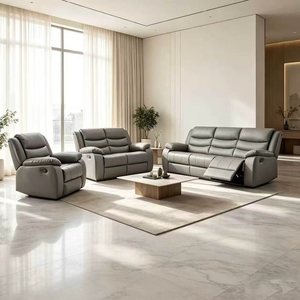 Conjunto de Sofás Reclinables de Cuero Modernos, 1+<span class=keywords><strong>2</strong></span>+3 Plazas, Sofá Reclinable Manual, Muebles para Sala de Estar, Sofá Reclinable de Lujo y Confort - Product Image 1