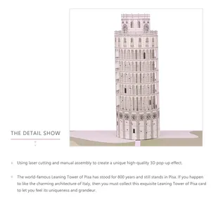 Custom 3d Scheve Toren Van Pisa Architecturale Stad Gedenkteken Pop Up Groet Gift Card