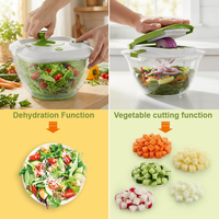Essoreuse à salade manuelle multifonctionnelle avec lame en acier inoxydable, mélangeur de légumes à séchage rapide, hachoir à fruits, outils compatibles lave-vaisselle
