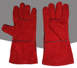 Gants de <span class=keywords><strong>four</strong></span> en cuir de vachette de 16 pouces résistants à la chaleur Gants de soudage <span class=keywords><strong>pour</strong></span> barbecue Cheminée Fire Pit Grill Accessoires - Product Image 3
