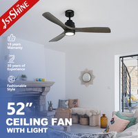 Ventilateur de plafond 1stshine pour salon, pales en bois massif, télécommande, ventilateur de plafond en bois avec lumière LED
