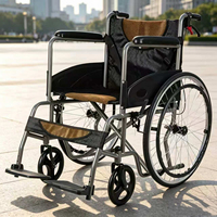 Silla de Ruedas Manual Ligera de Acero al Carbono, Carrito Portátil de Empuje Manual para Viajes al Aire Libre para Personas Mayores y Discapacitadas